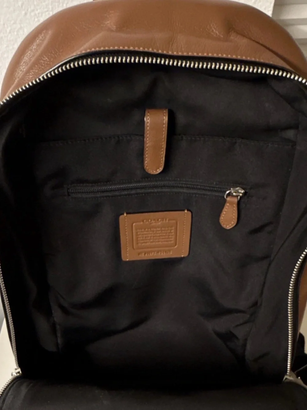 Coach Brown Leather Backpack with Black Straps